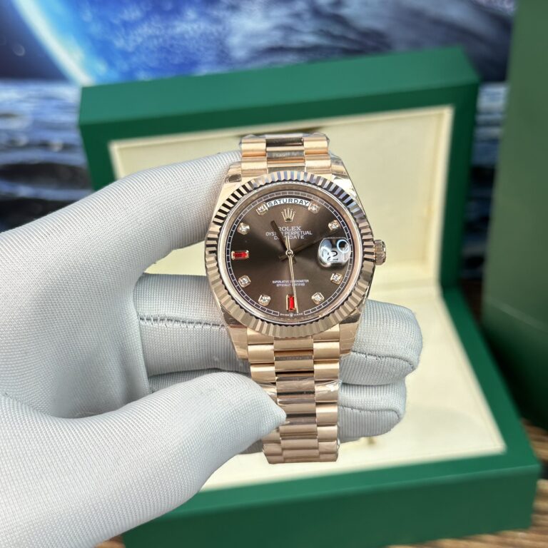 Rolex Day-Date Replica Watch With Red Ruby Dial EW Factory 40mm