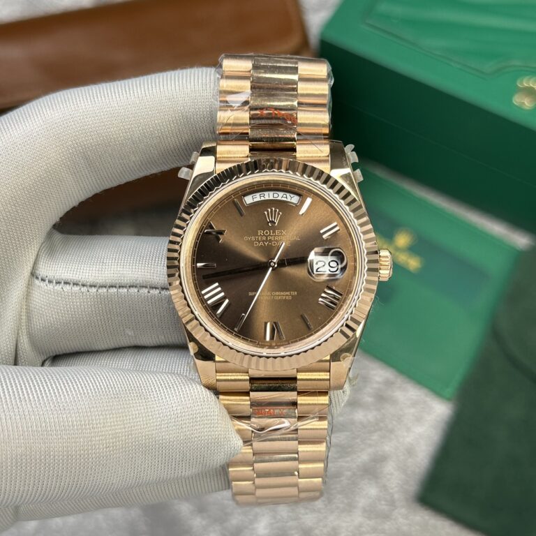 Rolex Day-Date 228235 Rose Gold Chocolate Dial Replica Watch V2 GM Factory 40mm