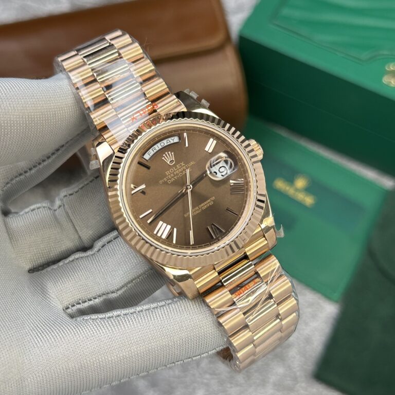 Rolex Day-Date 228235 Rose Gold Chocolate Dial Replica Watch V2 GM Factory 40mm