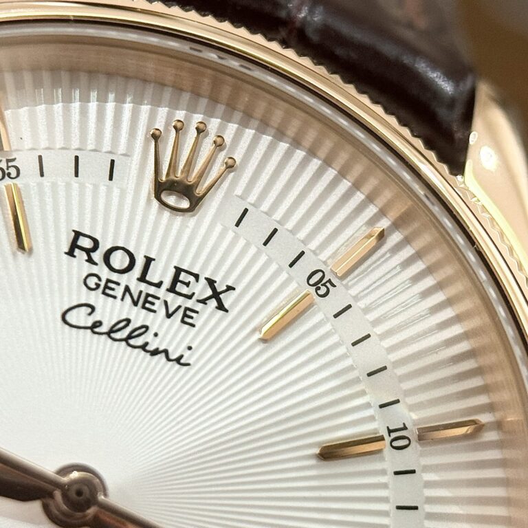 Rolex Cellini 50525 Replica Watch Rose Gold Brown Strap 39mm