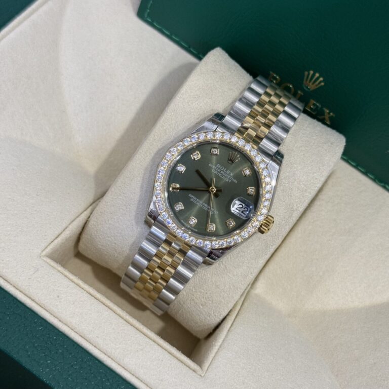 Rolex DateJust Replica Watch Moissanite Diamond Green Dial 31mm