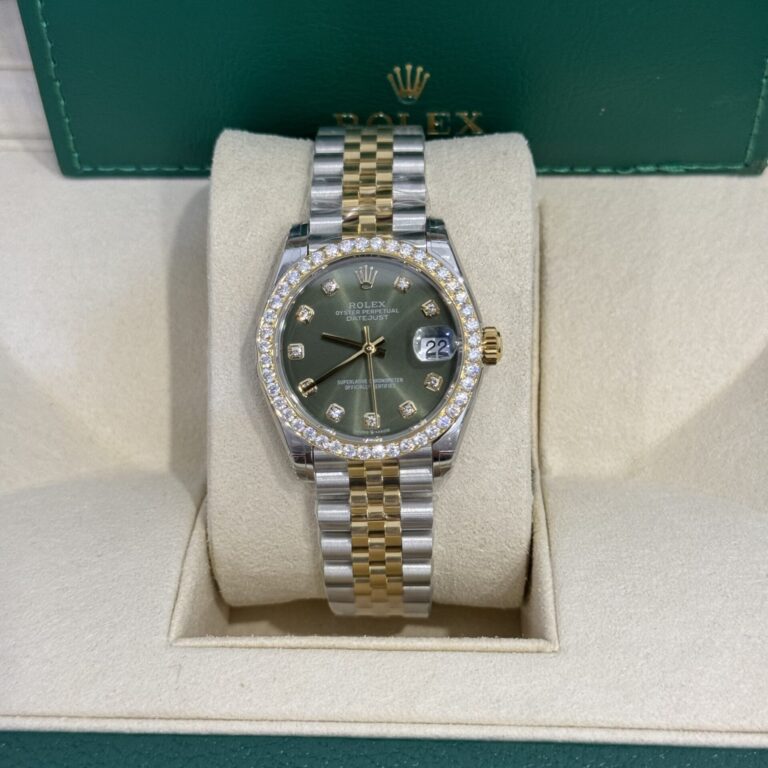 Rolex DateJust Replica Watch Moissanite Diamond Green Dial 31mm