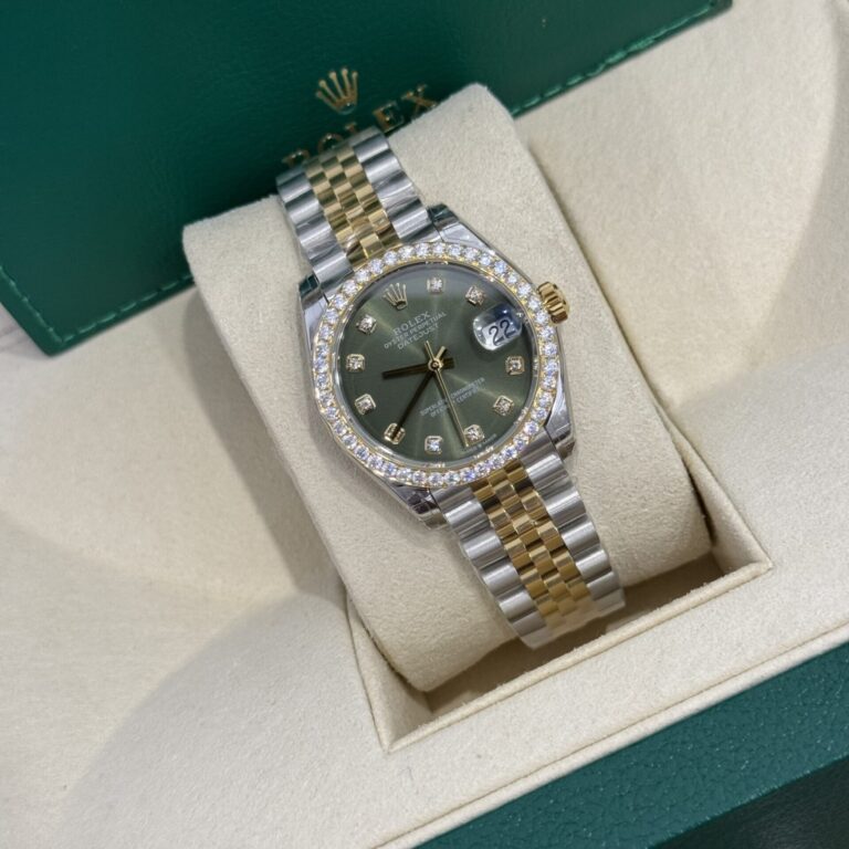 Rolex DateJust Replica Watch Moissanite Diamond Green Dial 31mm