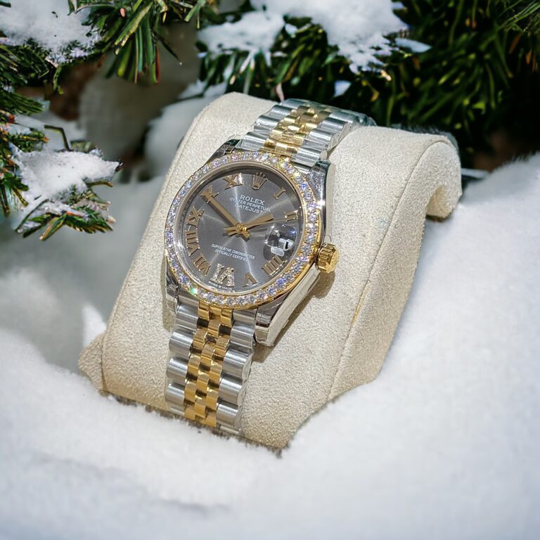 Rolex DateJust Moissanite Diamond Replica Watch Gray Dial 31mm