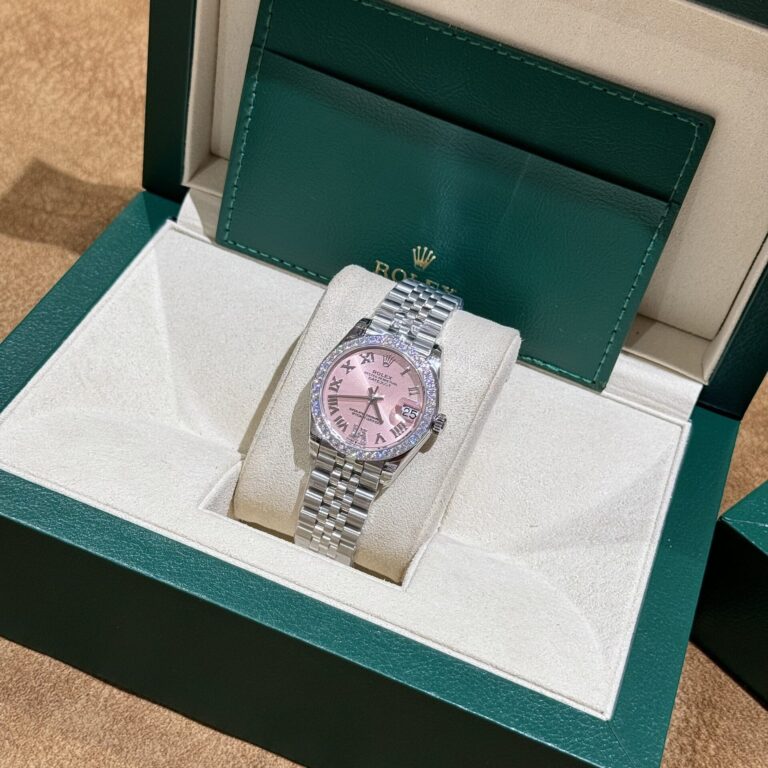 Rolex DateJust Replica Watch Moissanite Diamond Pink Dial 31mm