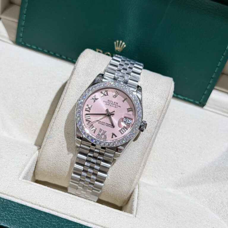 Rolex DateJust Replica Watch Moissanite Diamond Pink Dial 31mm