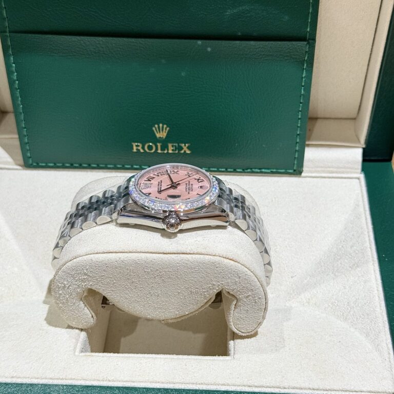 Rolex DateJust Replica Watch Moissanite Diamond Pink Dial 31mm