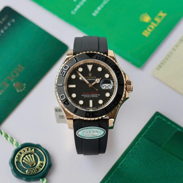 Rolex Yacht-Master 18K Rose Gold Case Replica Watch Black Dial 40mm